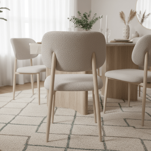 طاولة طعام سيراميك مع 6 كراسي – تصميم عصري بشكل بي...