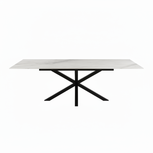 قم طاولة طعام سيراميك رمادي مستطيل – طاولة + 10 كر...