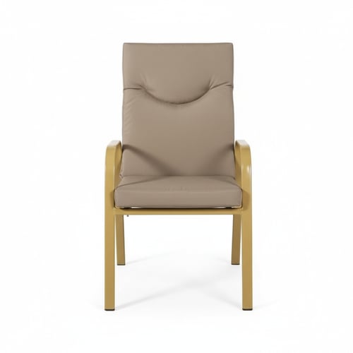 طقم طاولة سفرة خارجية بيج وذهبي مع مظلة – فخامة ور...