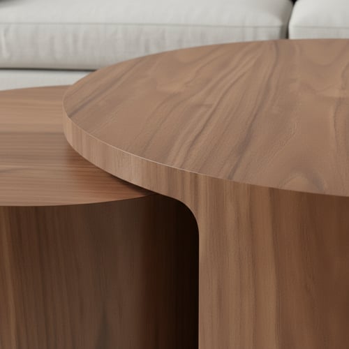 طاولة قهوة متداخلة دائرية عصرية بتصميم خشبي أنيق