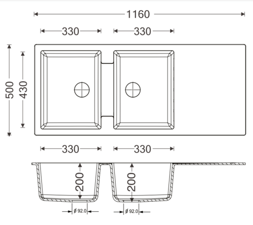 مجلى اسود جرانيت 116-50