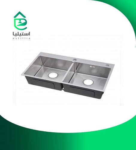 مجلى حوضين مع فتحة الخلاط 83 * 45