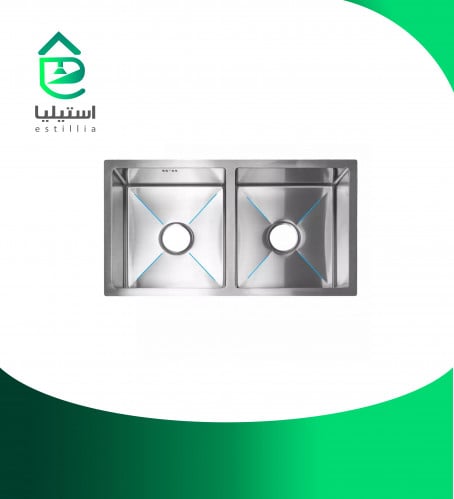 مجلى حوضين من غير فتحة الخلاط 86 * 44