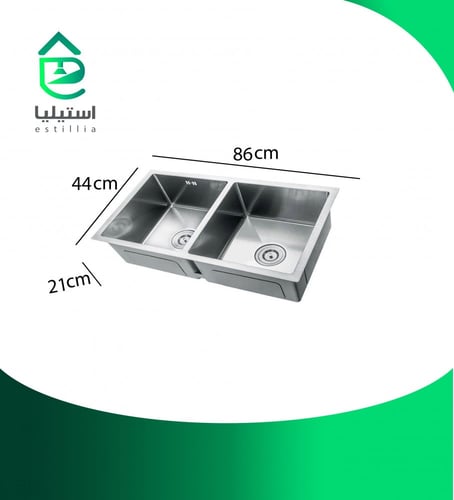 مجلى حوضين من غير فتحة الخلاط 86 * 44
