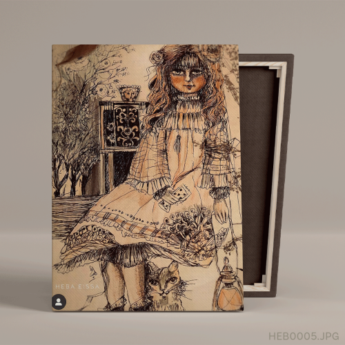 طفلة لها رسمة - (T-HEB0005)