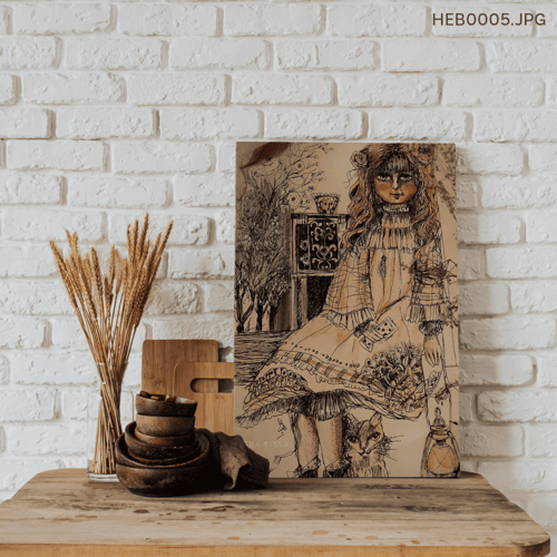 طفلة لها رسمة - (T-HEB0005)