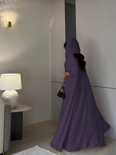 عباية تربل كلوش كريب أمريكي بنفسجي