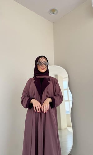 عباية نص كلوش كريب أندونيسي بنفسجي فاتح وبنفسجي غا...