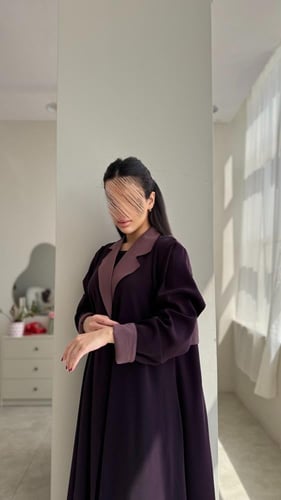 عباية بليزر نص كلوش كريب لميا بنفسجي غامق وبنفسجي...