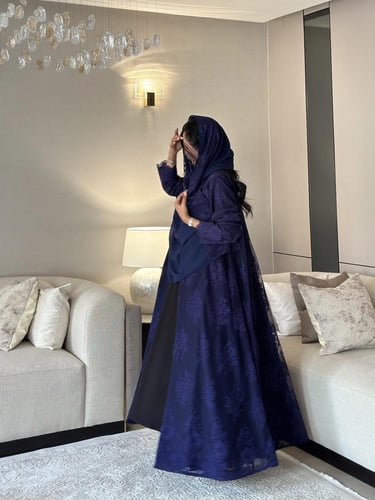 بليزر كحلي دانتيل مبطن نص كلوش