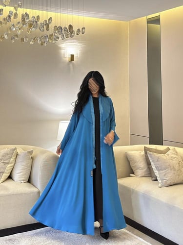 عباية لنن دبل كلوش مع طرحة مشجر