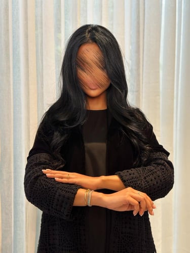 عباية شتوية مخمل مع جيبير مبطن ربع كلوش