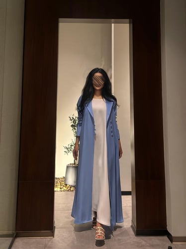 عباية بليزر سماوي كريب تايواني نص كلوش