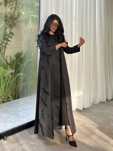 عباية تفته مع جاكار مشجر نص كلوش