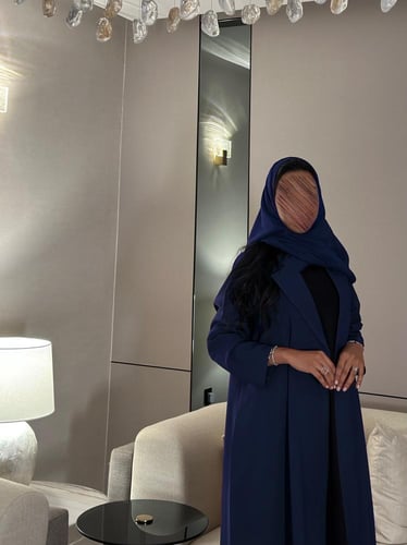 عباية بليزر غير مبطن كتان كحلي قصة نص كلوش