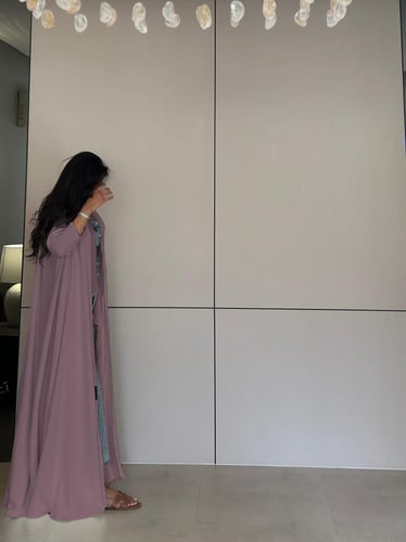 عباية تربل كلوش كريب أمريكي بنفسجي فاتح