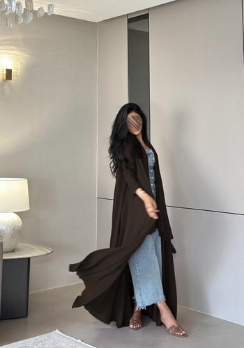 عباية تربل كلوش كريب أمريكي بني