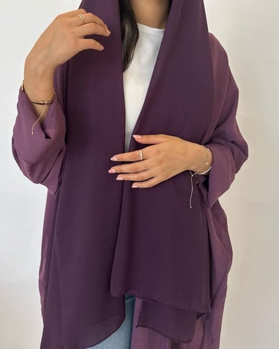 عباية نص بشت بنفسجي كريب مكسر