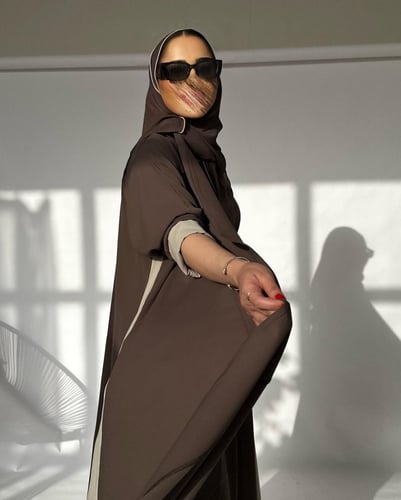 عباية كلوش بني وبيج كريب اندونيسي