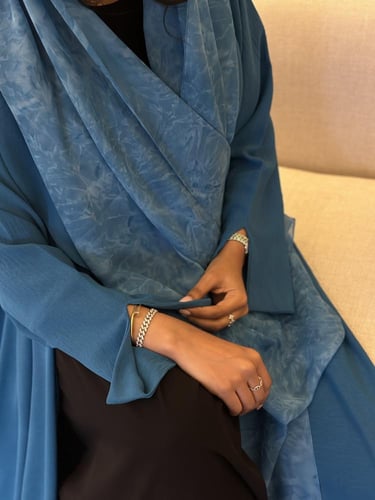 عباية لنن دبل كلوش مع طرحة مشجر