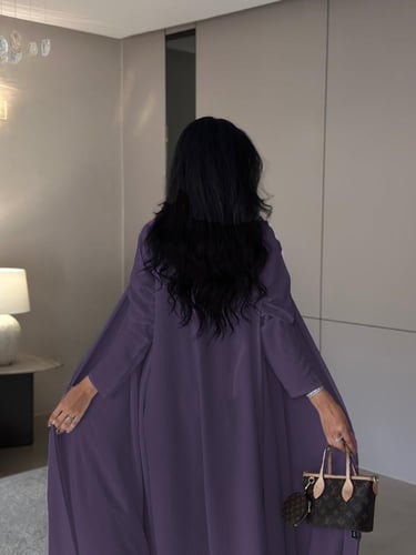 عباية تربل كلوش كريب أمريكي بنفسجي