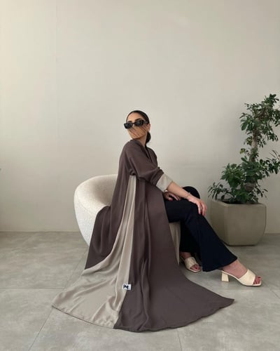 عباية كلوش بني وبيج كريب اندونيسي