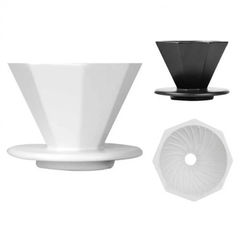 قمع سيراميك للتقطير - مضلع | Ceramic Dripper Ribbe...