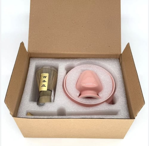 طقم ادوات تحضير الماتشا وردي