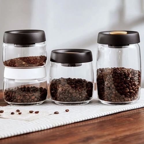 وعاء حفظ حبوب القهوة - زجاج | Glass Canister Coffe...