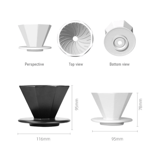 قمع سيراميك للتقطير - مضلع | Ceramic Dripper Ribbe...
