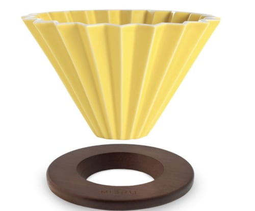 قمع تقطير اورقامي مع قاعدة خشبية Origami Dripper w...