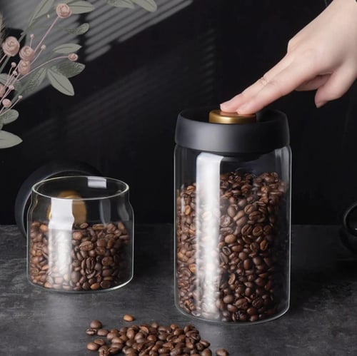وعاء حفظ حبوب القهوة - زجاج | Glass Canister Coffe...