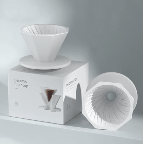 قمع سيراميك للتقطير - مضلع | Ceramic Dripper Ribbe...