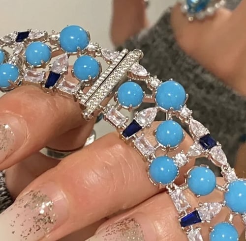 طقم فضة و الماس صناعي