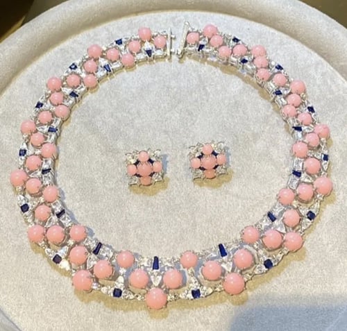 طقم فضة و الماس صناعي