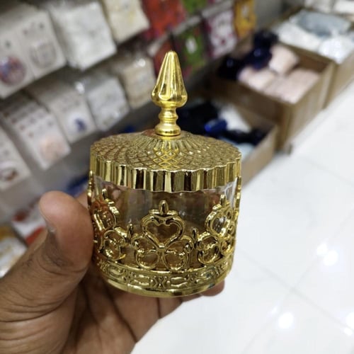 مجموعة 12 من علب التعبئة دائري الشكل مع غطاء ذهبي