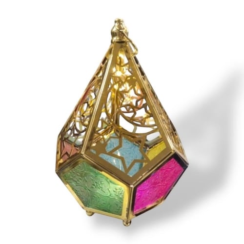 مجموعة من 12 قطعة من فوانيس رمضان معدنية باللون ال...