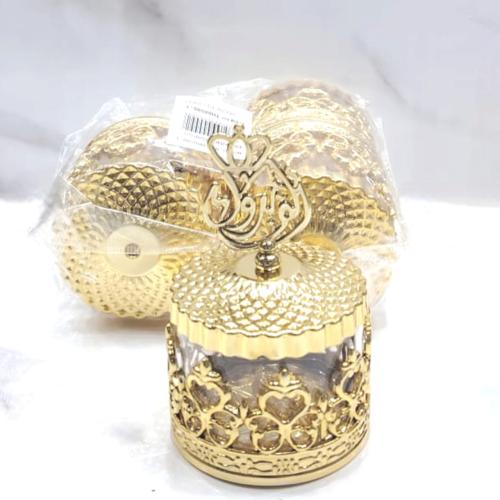 مجموعة 12 من علب التعبئة دائري الشكل مع غطاء ذهبي