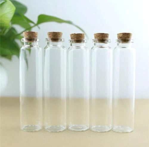 علب زجاجية شفافة بسدادة من الفلين (12 قطعة) مقاس 3...