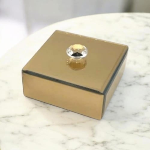 صندوق مجوهرات (12قطعة) على شكل مربع بمرآه عاكسه لو...