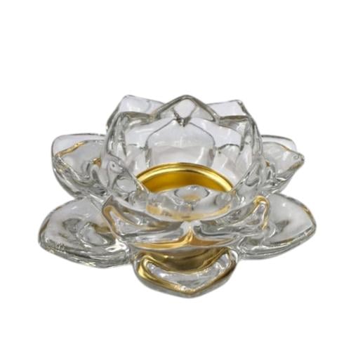 A set of 12 glass incense burners with an elegant transparent design in the shape of a flower, with transparent boxes