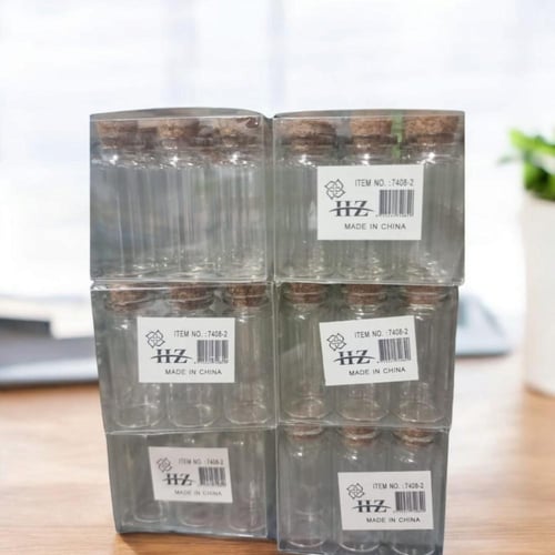 علب زجاجية شفافة بسدادة من الفلين (12 قطعة) مقاس 3...