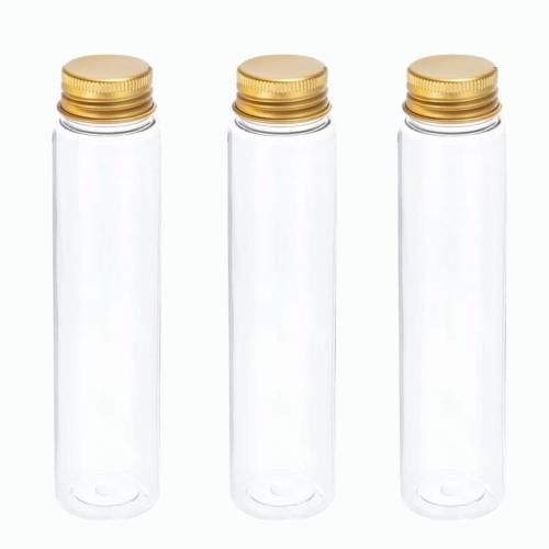 علب زجاجية شفافة بغطاء ذهبي (12 قطعة) مقاس 3*10 سم