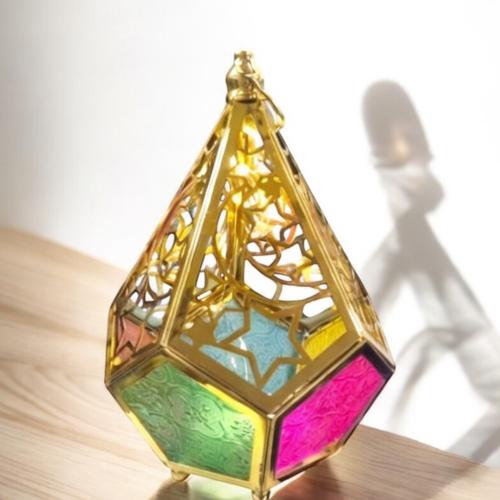 مجموعة من 12 قطعة من فوانيس رمضان معدنية باللون ال...