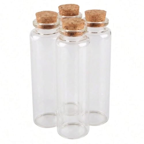 علب زجاجية شفافة بسدادة من الفلين (12 قطعة) مقاس 3...