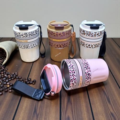 مجموعة (12) من اكواب حرارية انيقة مصممة مع مسكة لس...