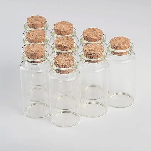 علب زجاجية شفافة بسدادة من الفلين (12 قطعة) مقاس 3...