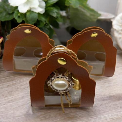 مجموعة 12 من بوكسات الاكريليك ملبسه بالجلد لون بني...