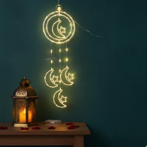 مجموعة (12) من زينة تعليق مضيئة لشهر رمضان مصممة ب...