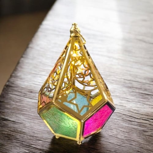 مجموعة من 12 قطعة من فوانيس رمضان معدنية باللون ال...